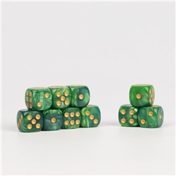 Набор кубиков игральных "Время игры", 10 шт, 1.6 х 1.6 см, зеленый мрамор