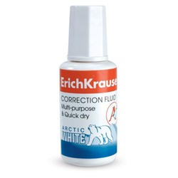 Корректирующая жидкость ErichKrause "Arctic White" 20мл. (6) на хим. основе , с кистью