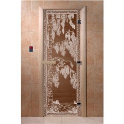 Дверь стеклянная «Берёзка», размер коробки 190 × 70 см, 8 мм, левая, цвет бронза
