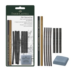 Уголь, набор микс для графики Faber-Castell PITT® Charcoal, 10 штук