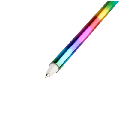 Ручка шар. MESHU "Rainbow Unicorn" (MS_73584) синяя, 0.7мм, корпус радужный, с меховой фигуркой
