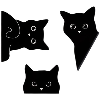 Закладки-магнит для книг 3шт. MESHU 45*185мм "Black cat" (MS_47789)