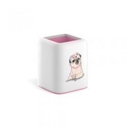 Подставка для пишущих принадлежностей 55846 Forte Chilling Dog белый с розовой пастельной вставкой Erich Krause {Россия}