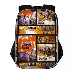 Рюкзак GRIZZLY "African Safari" (RB-053-2) 38*27*19см, цвет черный, анатомическая спинка