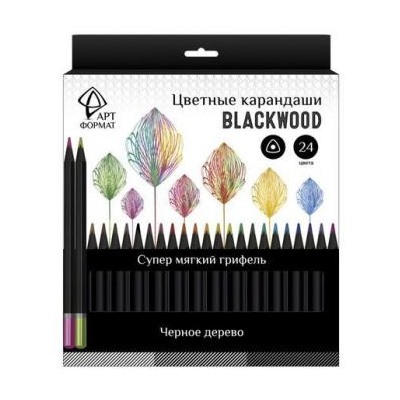 Карандаши 24цв трехгранные Blackwood супермягкие черное дерево AF03-051-24 ARTформат {Китай}