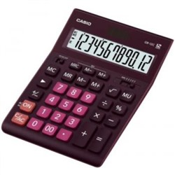 Калькулятор 12 разрядов GR-12C- WR бордо 2 питания 209х155х35 мм (аналог 888) CASIO {Китай}