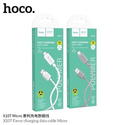 Кабель microUSB - USB, 1 м, "X107 Favor", в коробке (6942007626286) "HOCO", белый, 2.4A