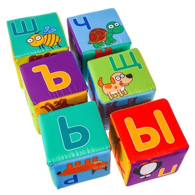 Игрушка мягконабивная «Синий трактор: Учим алфавит», кубики, 6 шт, 10 × 10 см