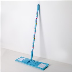 Швабра для мытья пола плоская Доляна «Цветочки», телескопическая ручка 68-121 см, насадка микрофибра 42×12 см, цвет МИКС