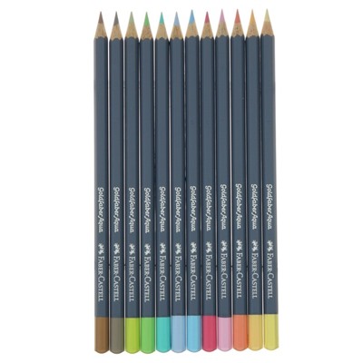 Карандаши акварельные Faber-Castell Goldfaber Aqua, 12 цветов, Pastel, в металлической коробке