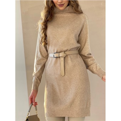 5180 Платье-свитер вязаное бежевое