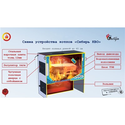 Котёл отопительный «Сибирь 10», ТПЭ, универсальный, без ТЭНа