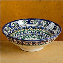 Супница Риштанская Керамика "Цветы", 25 см, синяя