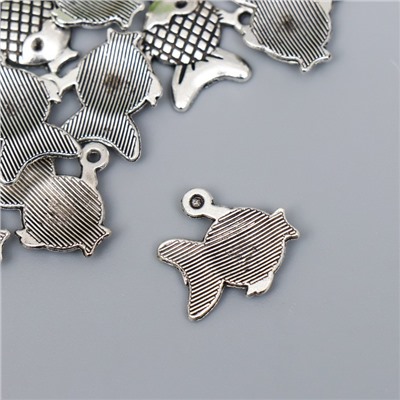 Декор металл для творчества "Рыбка-поцелуй" серебро 3954 1,7х1,6 см